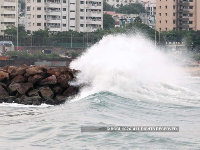 Hard waves hit Visakhapatnam coastline