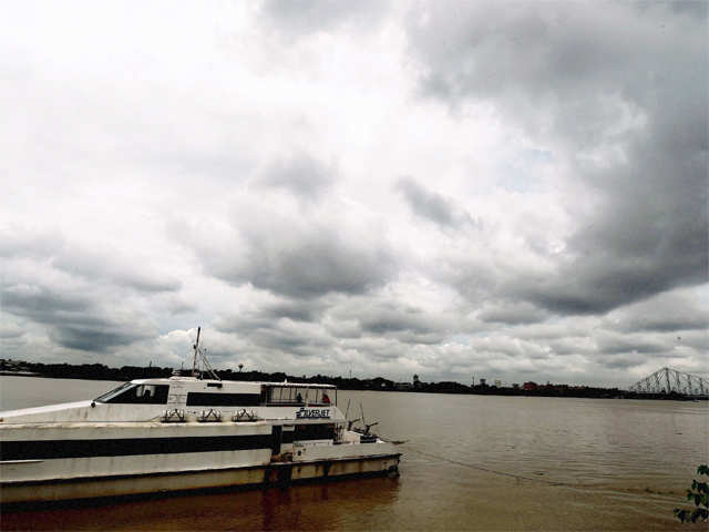 Clouds hover over river Ganga