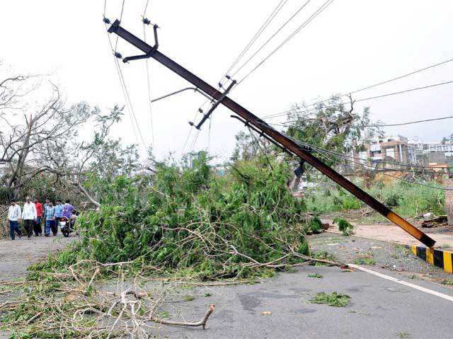 Damaged electric pole