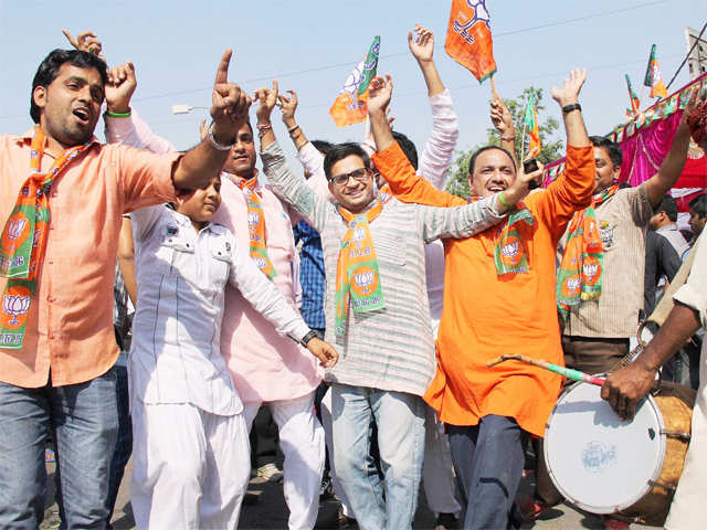 BJP celebrates polls results in Gurgaon