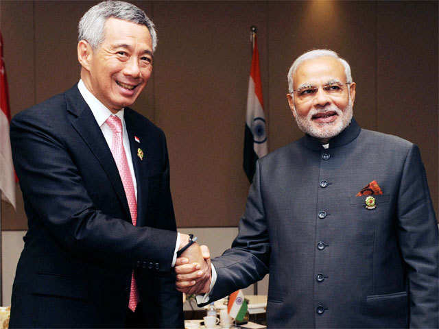 Modi with Singaporean counterpart Lee Hsien Loong