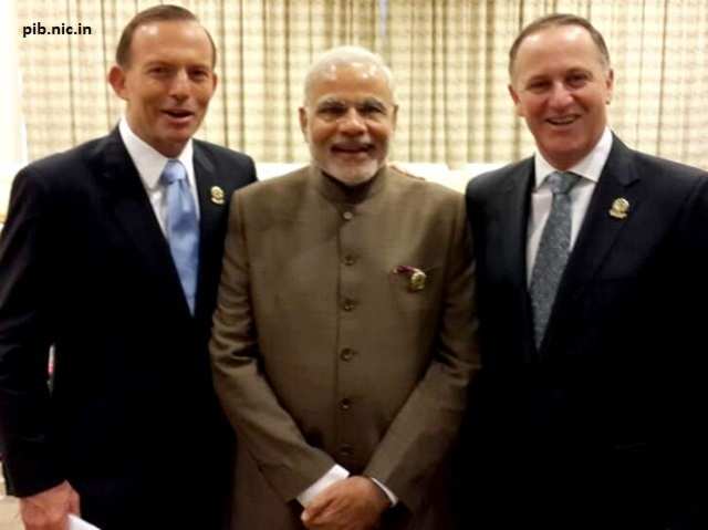 PM Modi with Tony Abbott and John Key