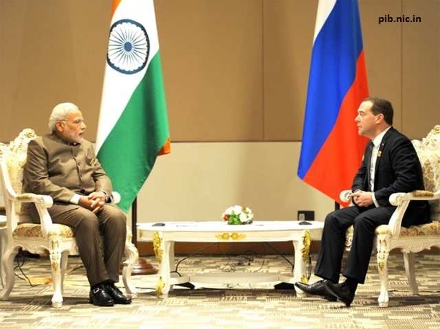 PM Modi meets Dmitry Medvedev