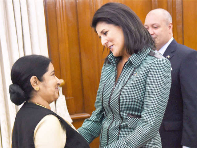 Sushma Swaraj meets South Carolina Governor Nikki Haley