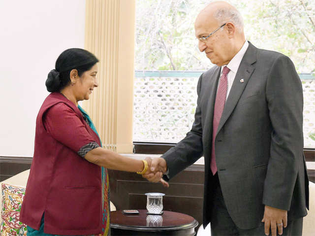 Sushma Swaraj meets Palestinian envoy