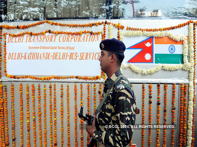 SSB security personnel takes guard of bus