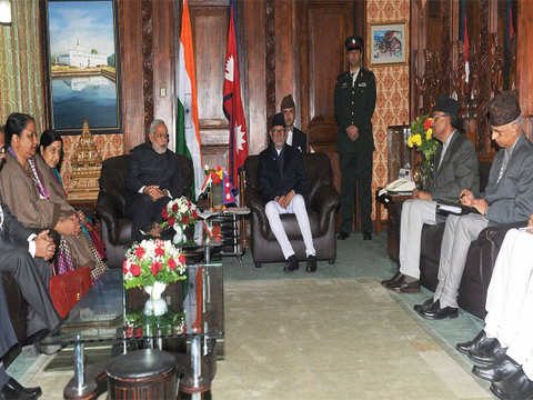 PM Modi with his Nepali counterpart during a meeting