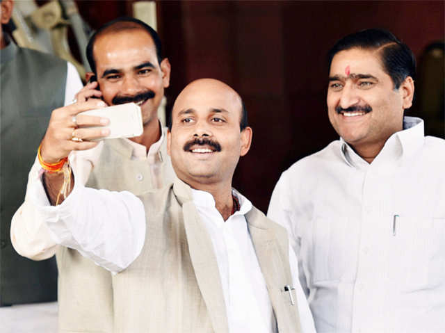 BJP MRs take a 'selfie' at Parliament