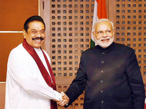 PM Modi with Sri Lankan President Mahinda Rajapaksa