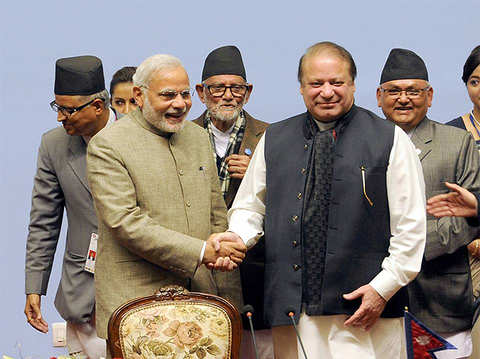 PM Modi shakes hand with Pakistan counterpart