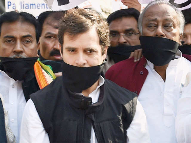 Congress Vice President Rahul Gandhi in a protest at Parliament