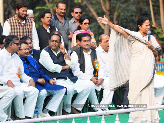 Mamata Banerjee exchange greetings with her party leaders