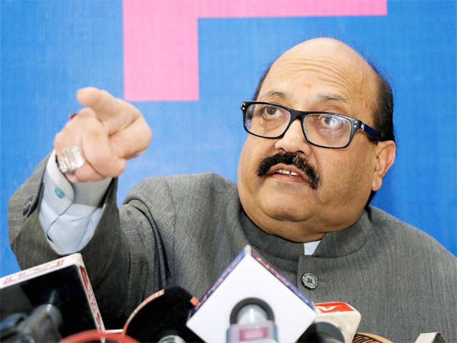 Amar Singh addressing the media