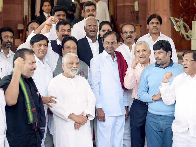 Chandrasekhar with party MPs during winter session Parliament