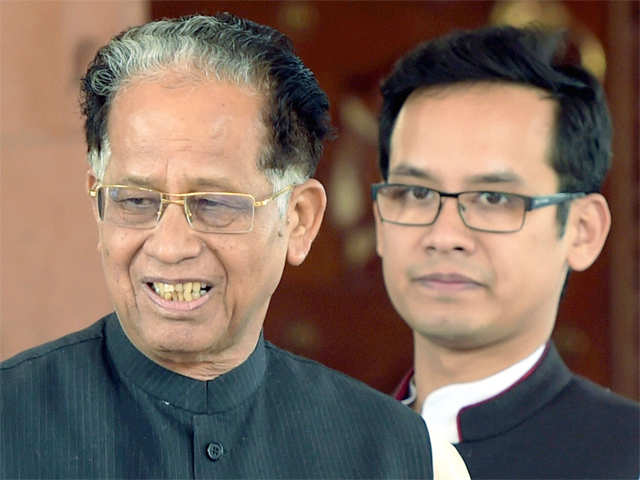 Tarun Gogoi with his son MP Gaurav Gogoi