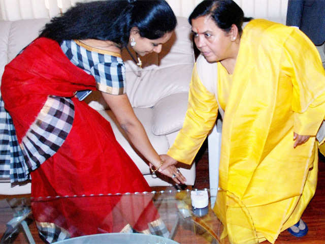 Uma Bharti with daughter of KC Rao, Kavitha