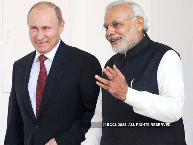 Vladimir Putin with Narendra Modi
