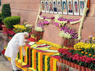 PM Modi paying tribute to 2001 Parliament attack martyrs