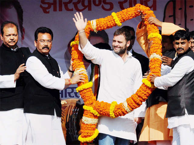 Congress VP Rahul Gandhi at a rally in Jharkhand