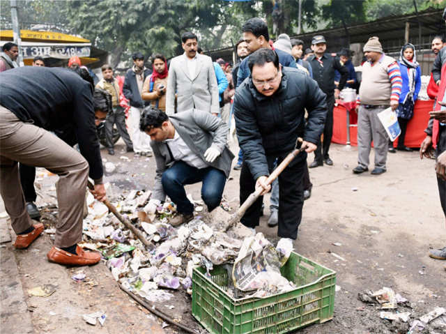 JP Nadda participates in cleanliness drive