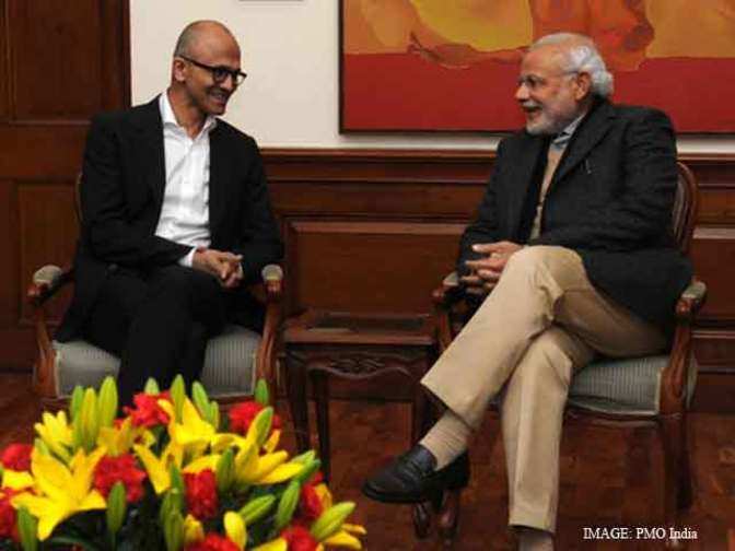 Microsoft CEO Satya Nadella meets PM Narendra Modi; pledges support to ...