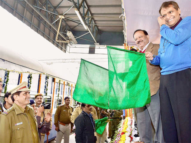 Railway Minister Suresh Prabhu flags trains