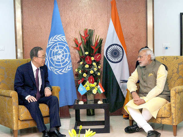 PM Modi with UN Secretary General Ban Ki Moon