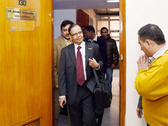 Arvind Panagariya steps into his office of NITI Aayog