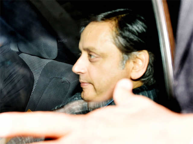 Shashi Tharoor after a police interrogation