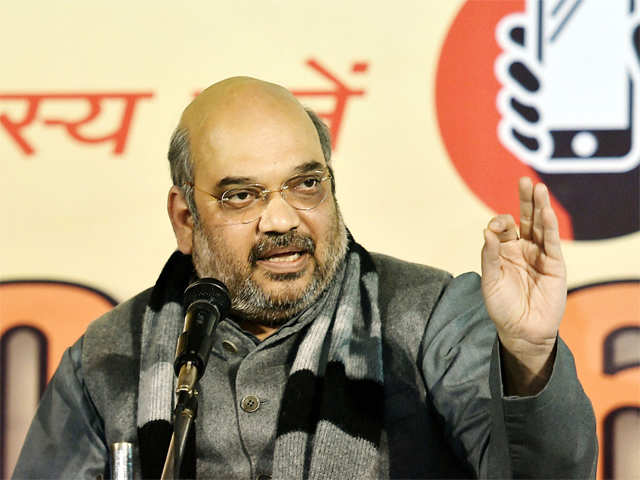 Amit Shah at a press conference