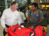 MS Dhoni at Heathrow airport