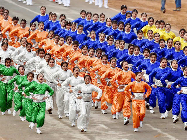 School children perform during the full dress rehearsal