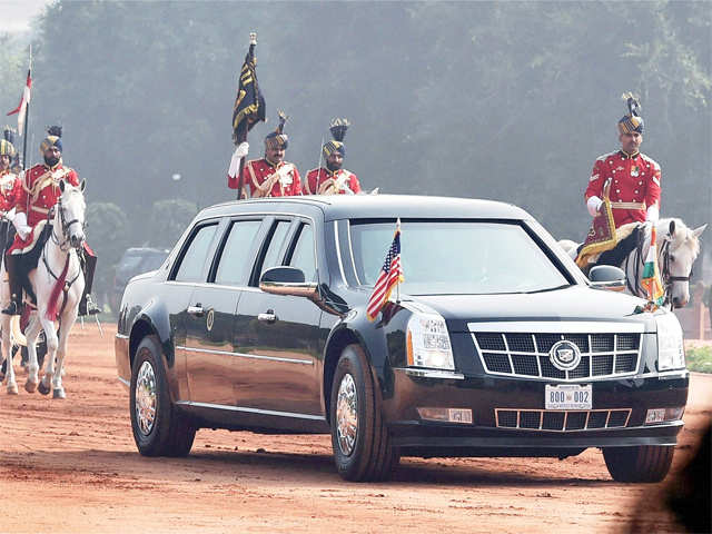 Obama arrives at the Rashtrapati Bhawan