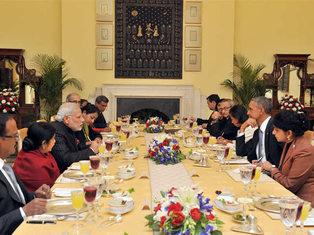 Modi, Obama at the luncheon meet
