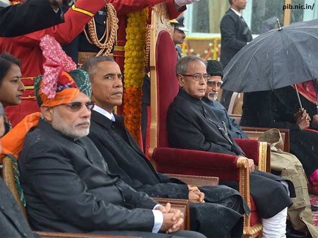 PM Modi, President Pranab & Obama at R-Day Parade