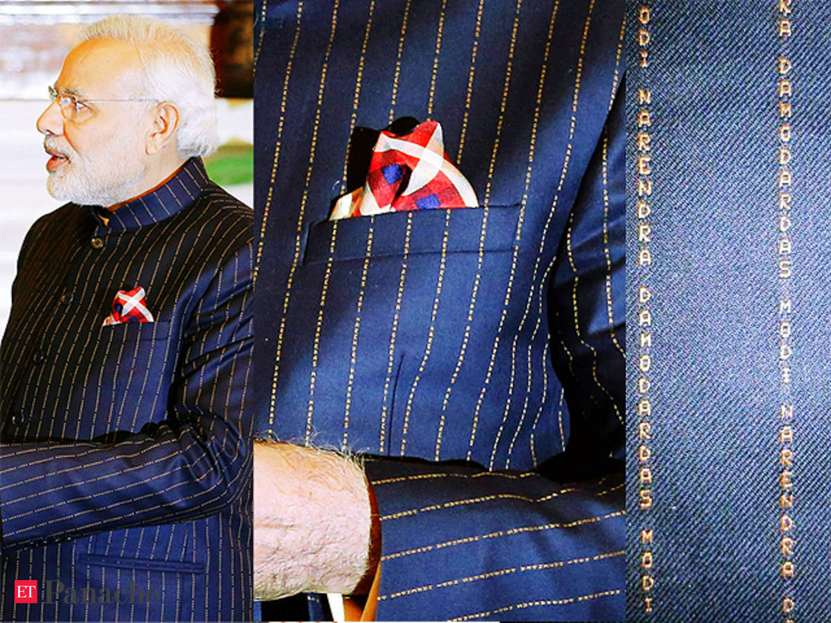 PM Narendra Modi wears bandgala suit striped with his own name ...