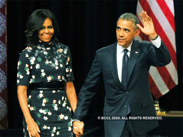 The Obamas arrive at Siri Fort Auditorium