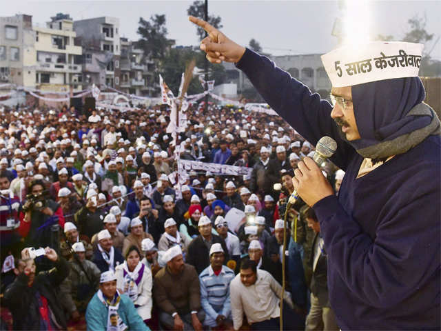 Arvind Kejriwal at election campaign