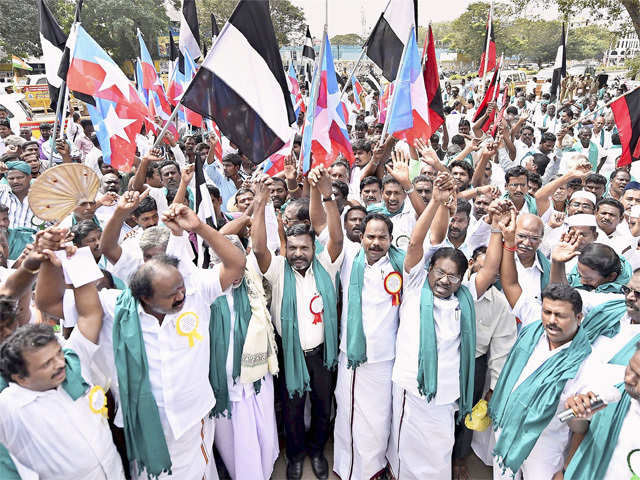 Members of various political parties protest in Karnataka