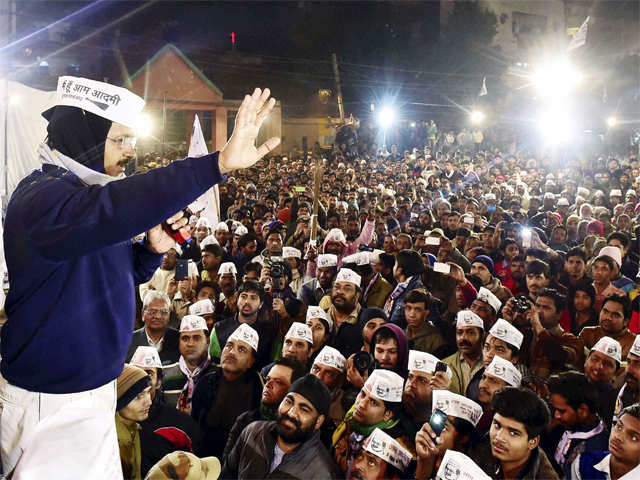 Arvind Kejriwal at election campaign