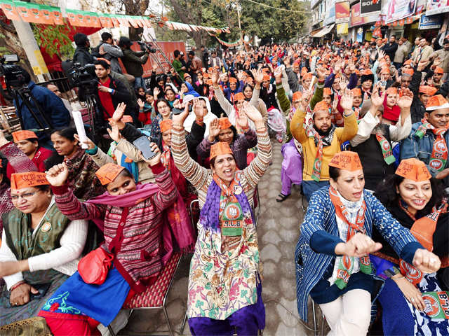 BJP supporters during an election campaign