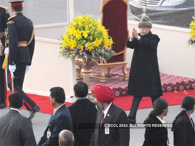 President Pranab Mukherjee leaving after the ceremony