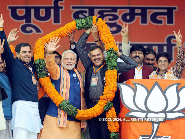 PM Modi during a rally in Dwarka