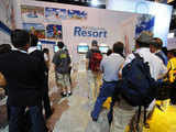 Attendees wait in line to play Wii Sports Resort