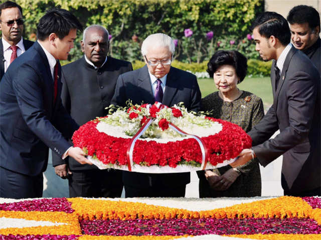 Paying tribute at Mahatma Gandhi's memorial Rajghat