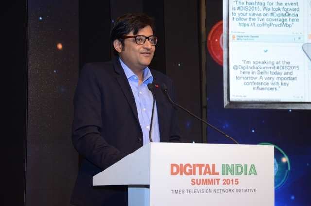Arnab Goswami, Editor in Chief, TIMES NOW, delivering the welcome address on Day 1 of the Digital India Summit 2015