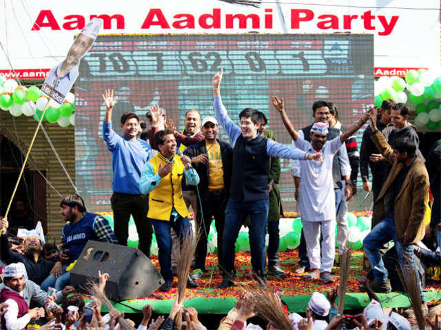 AAP supporters celebrate