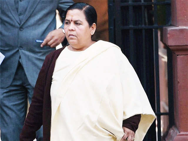 Uma Bharti after a cabinet meeting