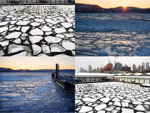 Hudson River freezes due to below zero wind chills
