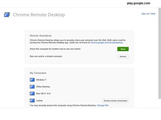 Chrome Remote Desktop (Chrome Extension)